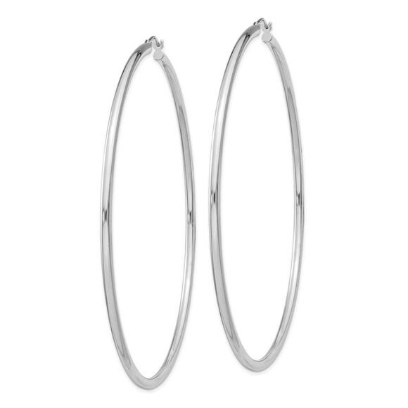 2.5mm Sterling Silver, X-Large Round Hoop Earrings, 80mm (3 1/8 In) - Picture 2 of 5